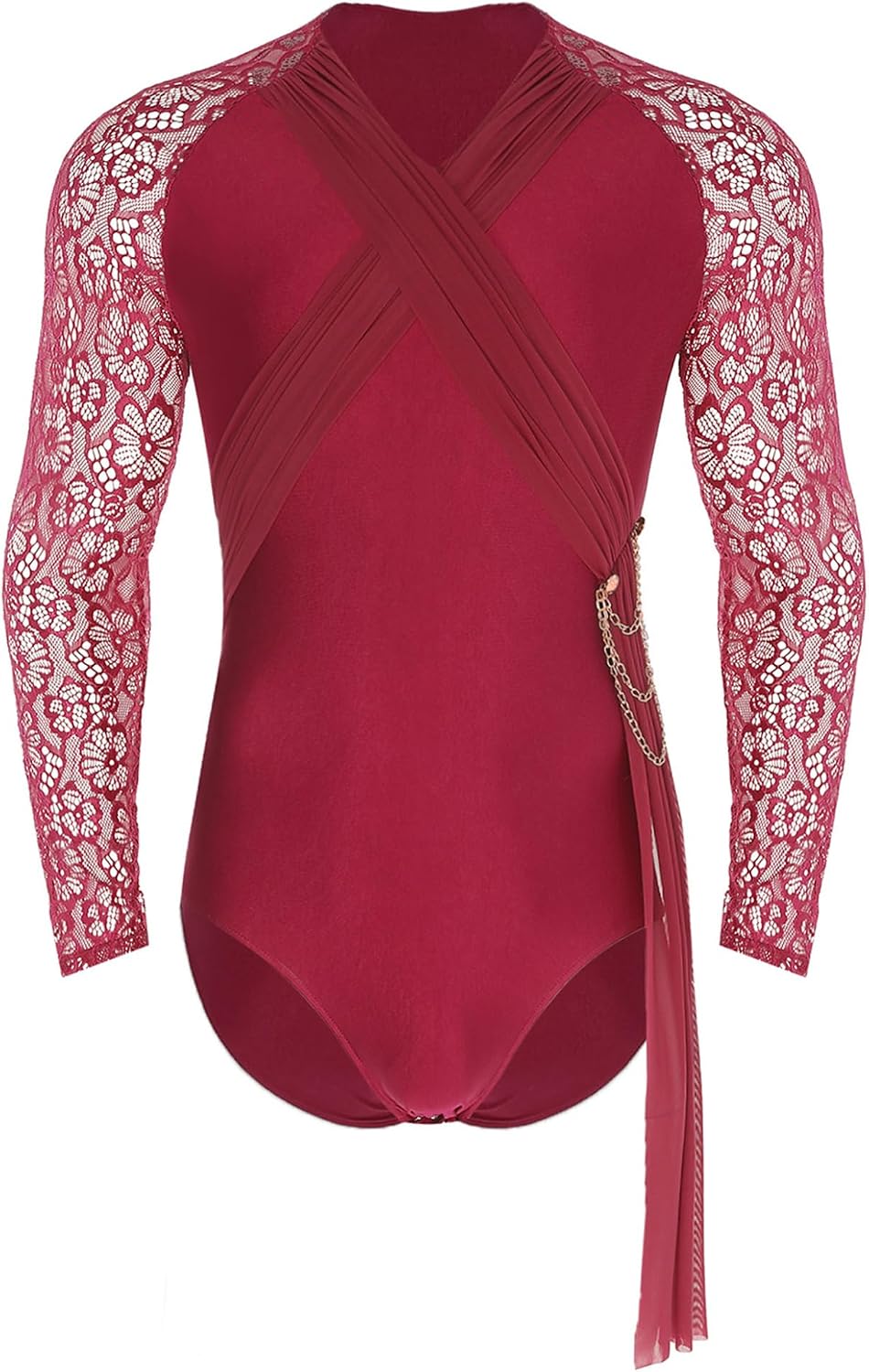 Latin Dance Shirts Men Lace Long Sleeve Cha Cha Rumba Samba Competition Performance Dancing Top