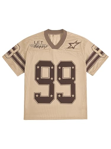 SOLY HUX Jersey Baggy Shirts Graphic Tees Oversized V Neck Tshirts