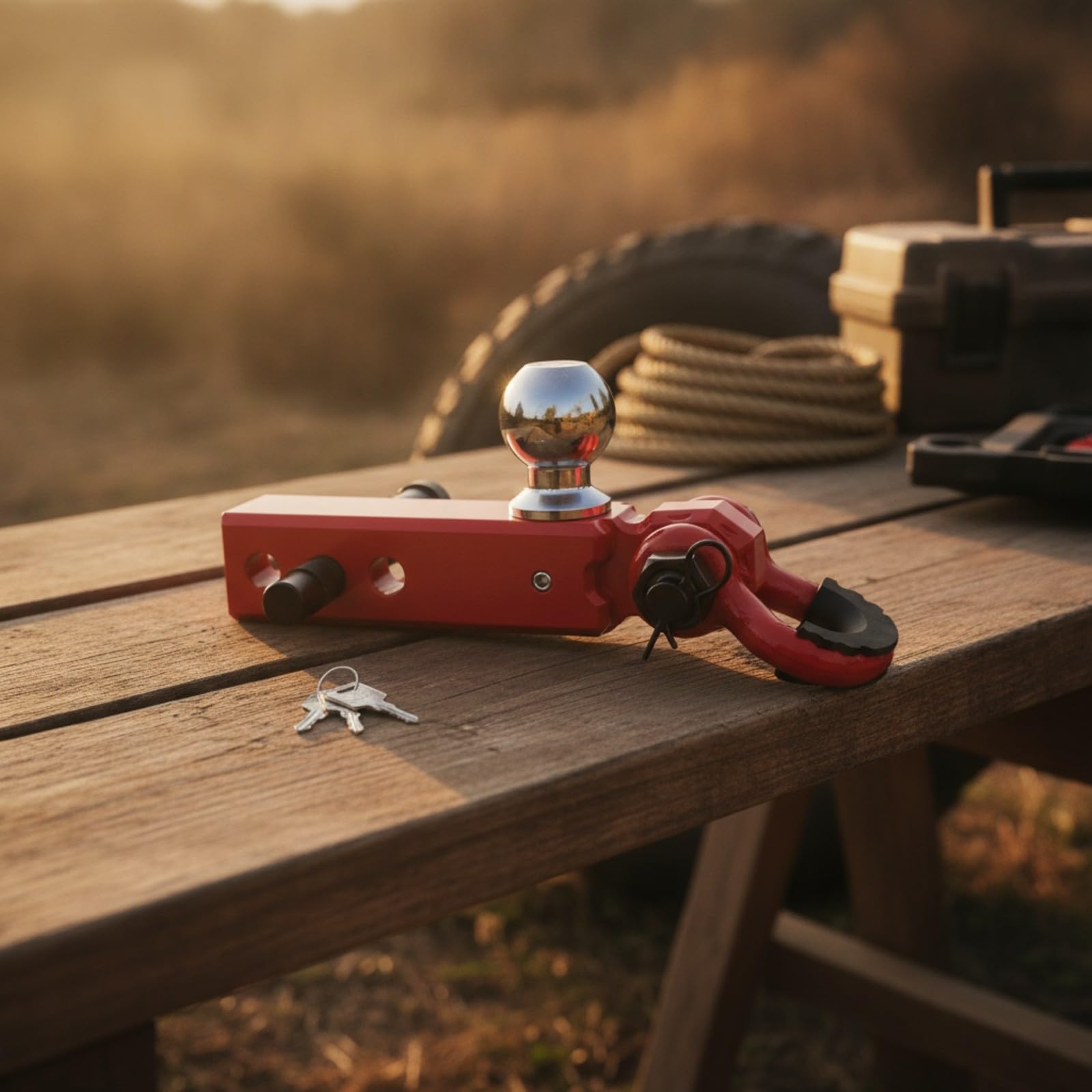 predolo Adattatore per Gancio Traino Robusto Struttura in Metallo Resistente, Attacco Rapido per Rimorchio, Accessorio, Fuoristrada, Automobilisti, Argento E Rosso