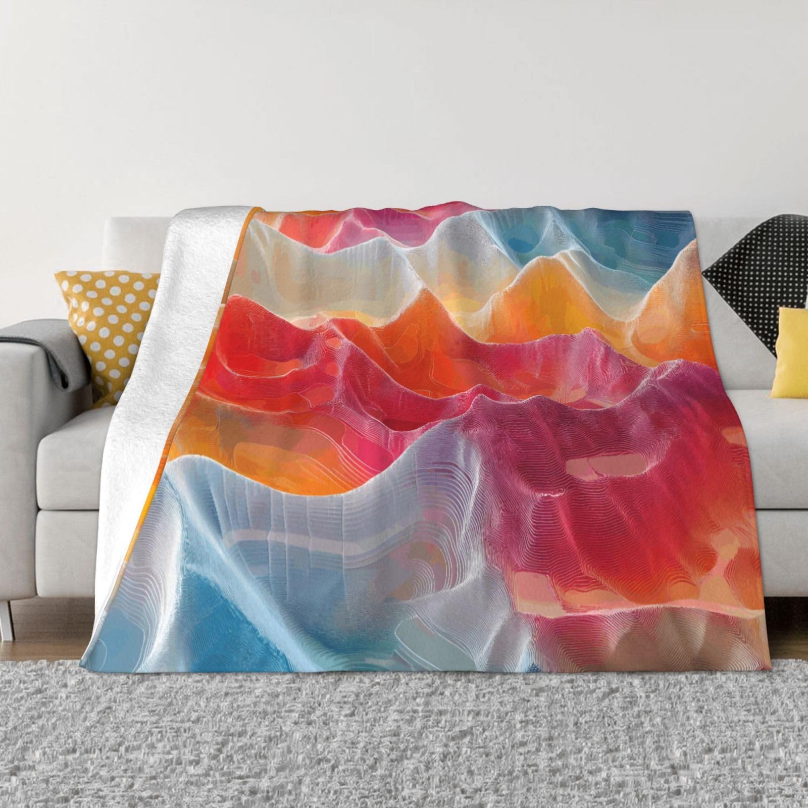 Couverture de canapé chaude en flanelle ondulée plaid salon 152x127 cm