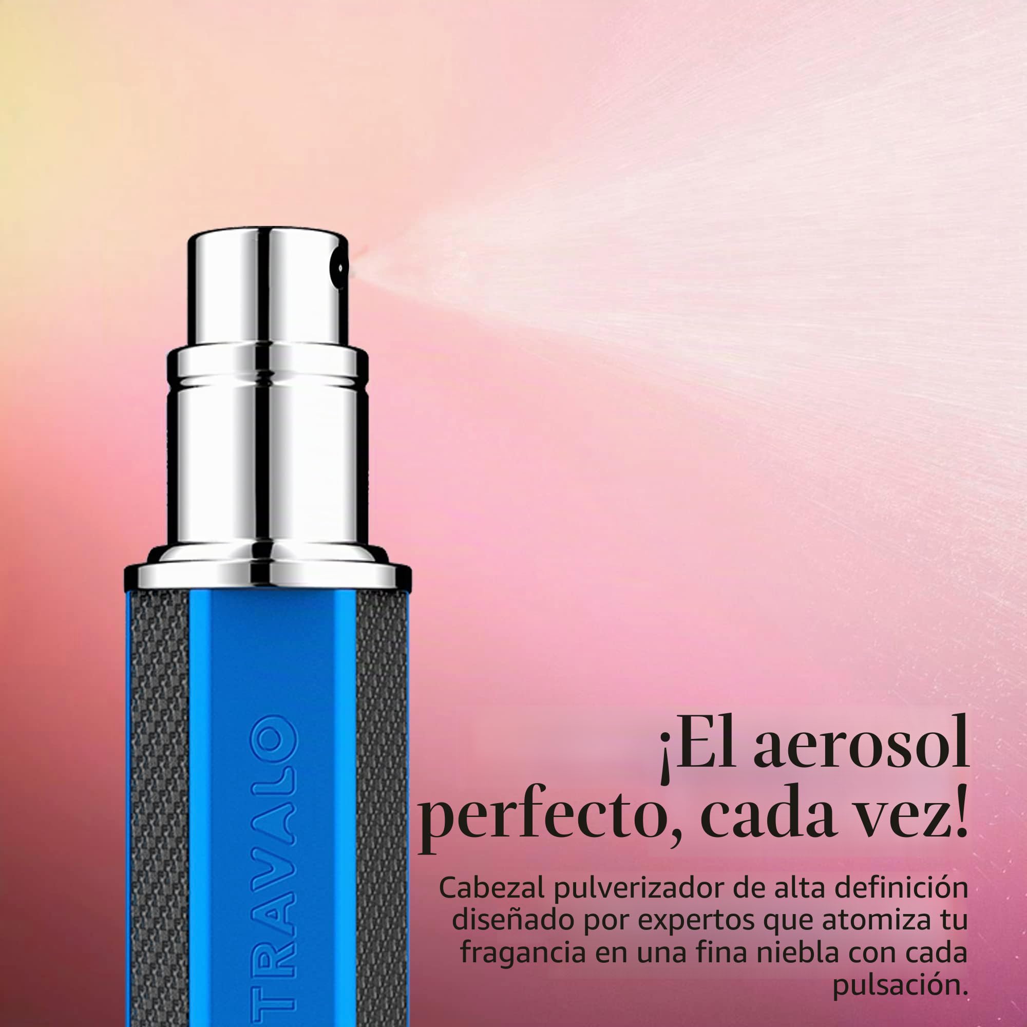Travalo Travalo - Atomizador de perfume vectorial - Sistema de recarga - Botella de perfume portátil aprobada por vuelo TSA - Sin vidrio - Azul - 4,8 g, I0101986
