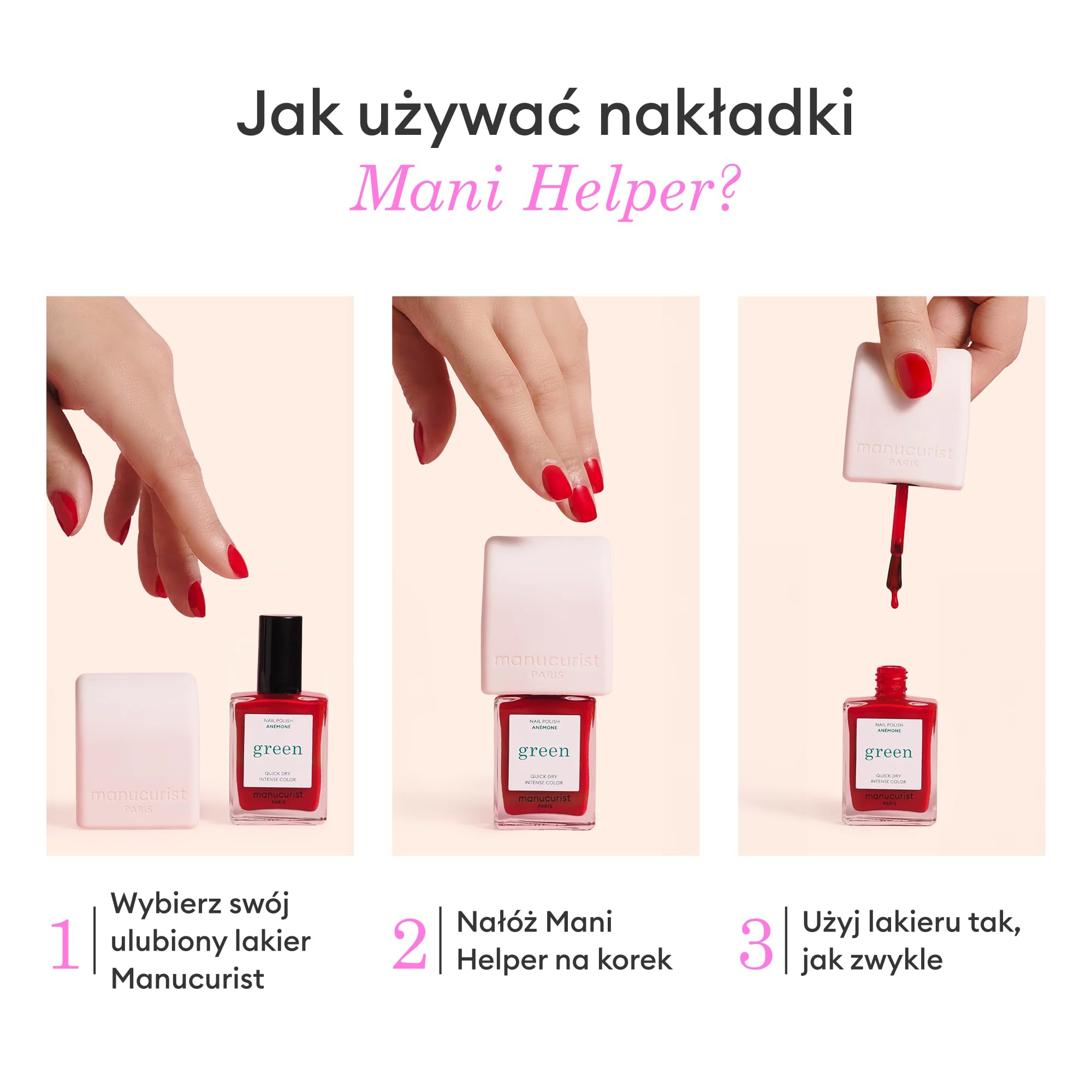Manucurist Mani Helper - Klasyczny Aplikator do Paznokci Zielony, Półtrwały Lakier Green Flash, Aktywny Lakier do Pielęgnacji - Ułatwia Nakładanie Lakieru, Akcesoria do Paznokci - Narzędzie Do