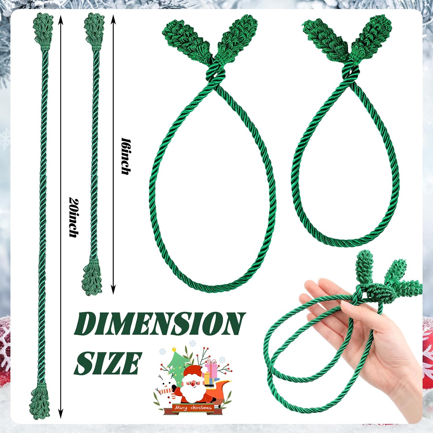 Riakrum 10 Pcs Christmas Pine Twist Ties for Lights Railings,Green image 2