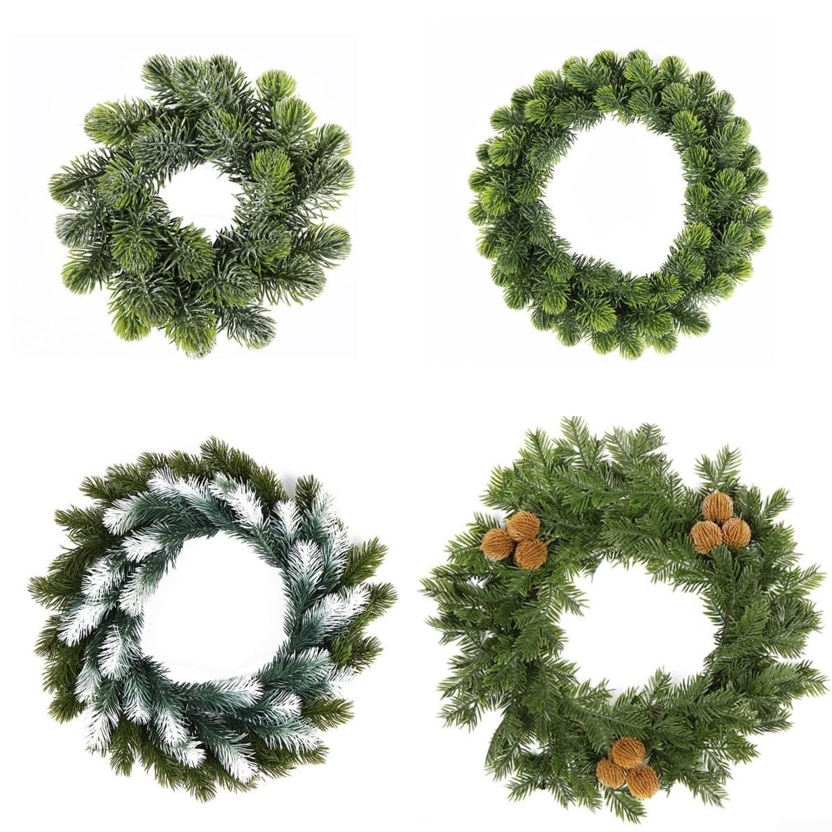 Couronne de Noël décorative classique - Couronne de Noël artificielle pour intérieur et extérieur - Décoration murale, porte, escalier - Vert (35 cm)