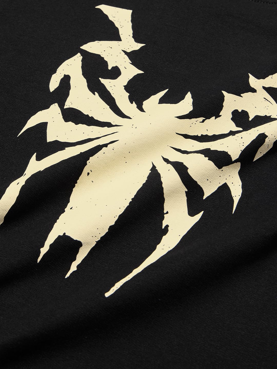 The Souled Store Marvel: Spider x Venom Mężczyźni i Chłopcy Krótki Rękaw Okrągły Dekolt Czarny Graficzny Nadruk Bawełniany Oversized T-shirt