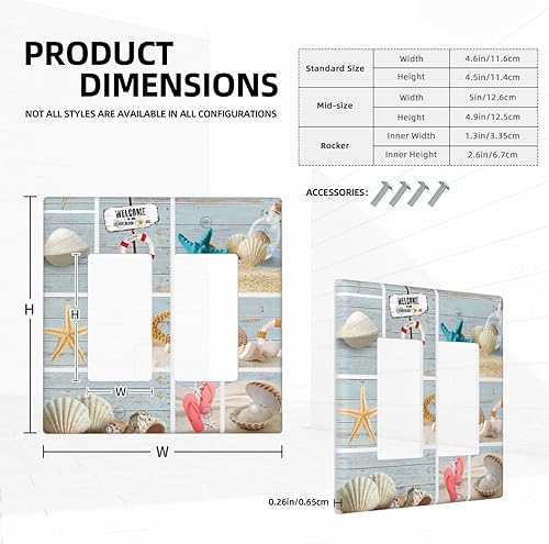 Vista 638 de Cubiertas decorativas de salida de estrella de mar playera, tablero de madera azul de concha de mar de 1 banda, decoración individual GFCI, placa