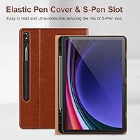 Vista 6 de DTTO Funda de cuero prémium con soporte para S-Pen para Samsung Galaxy Tab S9, versión 2023 [SM-X710/X716B/X718U], con soporte para S-Pen y apagado