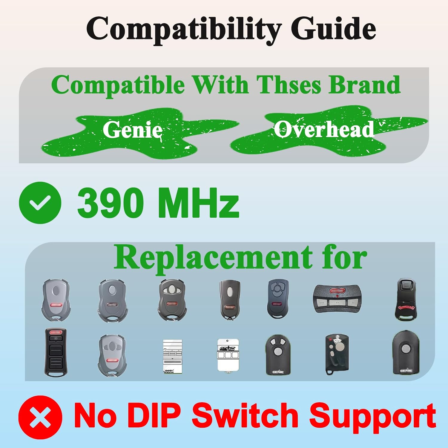 2 Remote Work for Genie & Overhead Intellicode Garage Door Opener Remote with Keychain,Replacement GIT-1/ACSCTG Type 1,GIT-3/ACSCTG Type 3, 4-Button