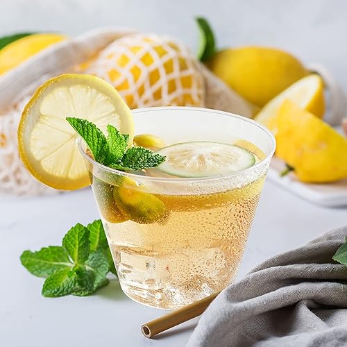 Vista 14 de FOCUSLINE Vasos de plástico transparente de 10 onzas, vasos desechables de plástico duro, reutilizables, 100