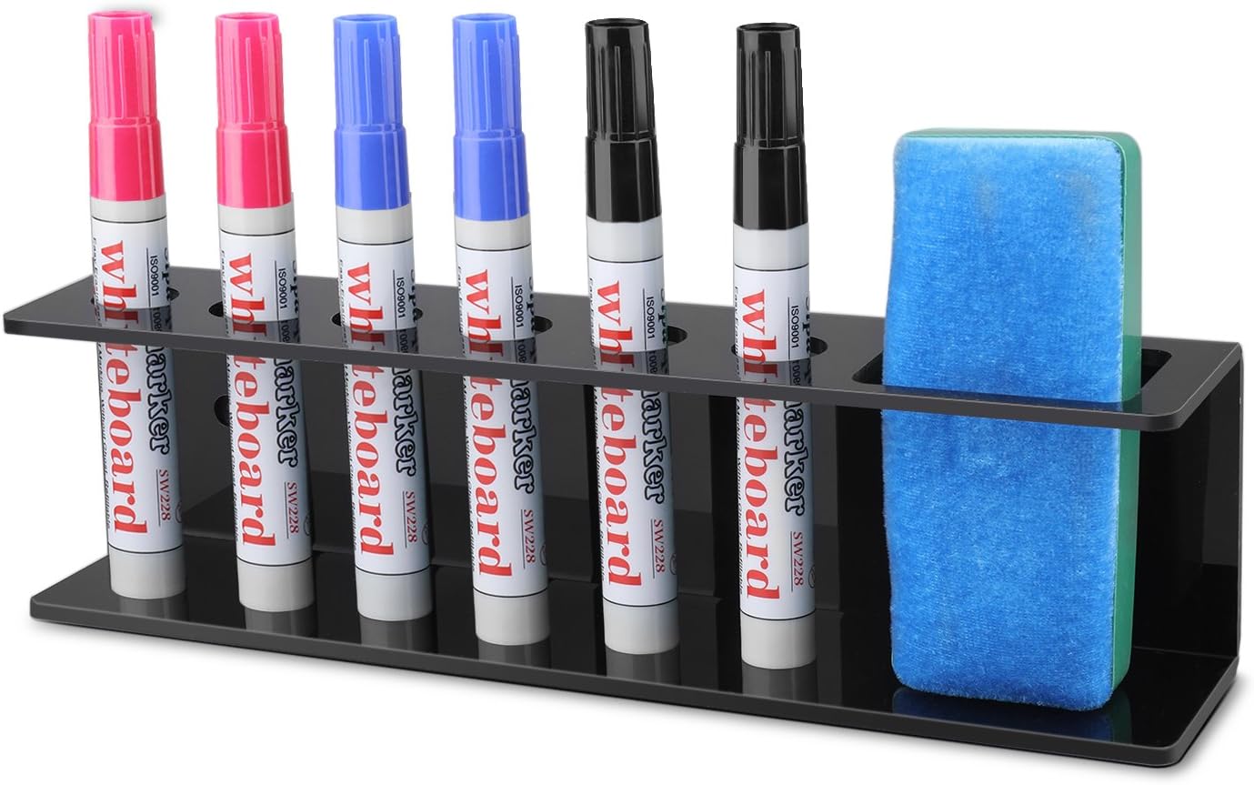 Flexzion Acrylic Wall Mount Marker & Eraser Holder for