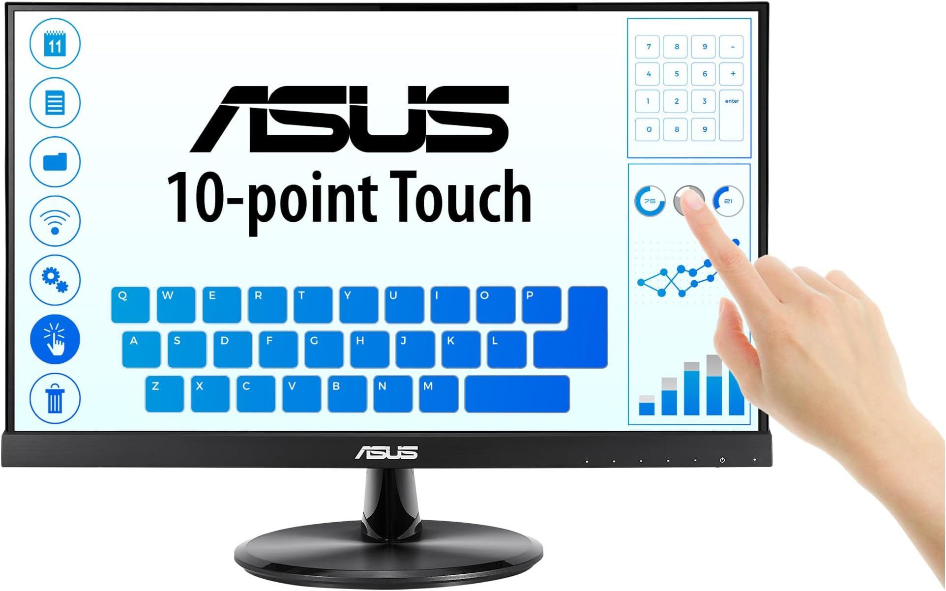 ASUS VT229H Gaming Monitor, FHD(1920x1080), IPS, 10-point Touch Monitor, HDMI, Flicker free, Low Blue Light, TUV certified, Black, WLED/IPS 21.5 inches
