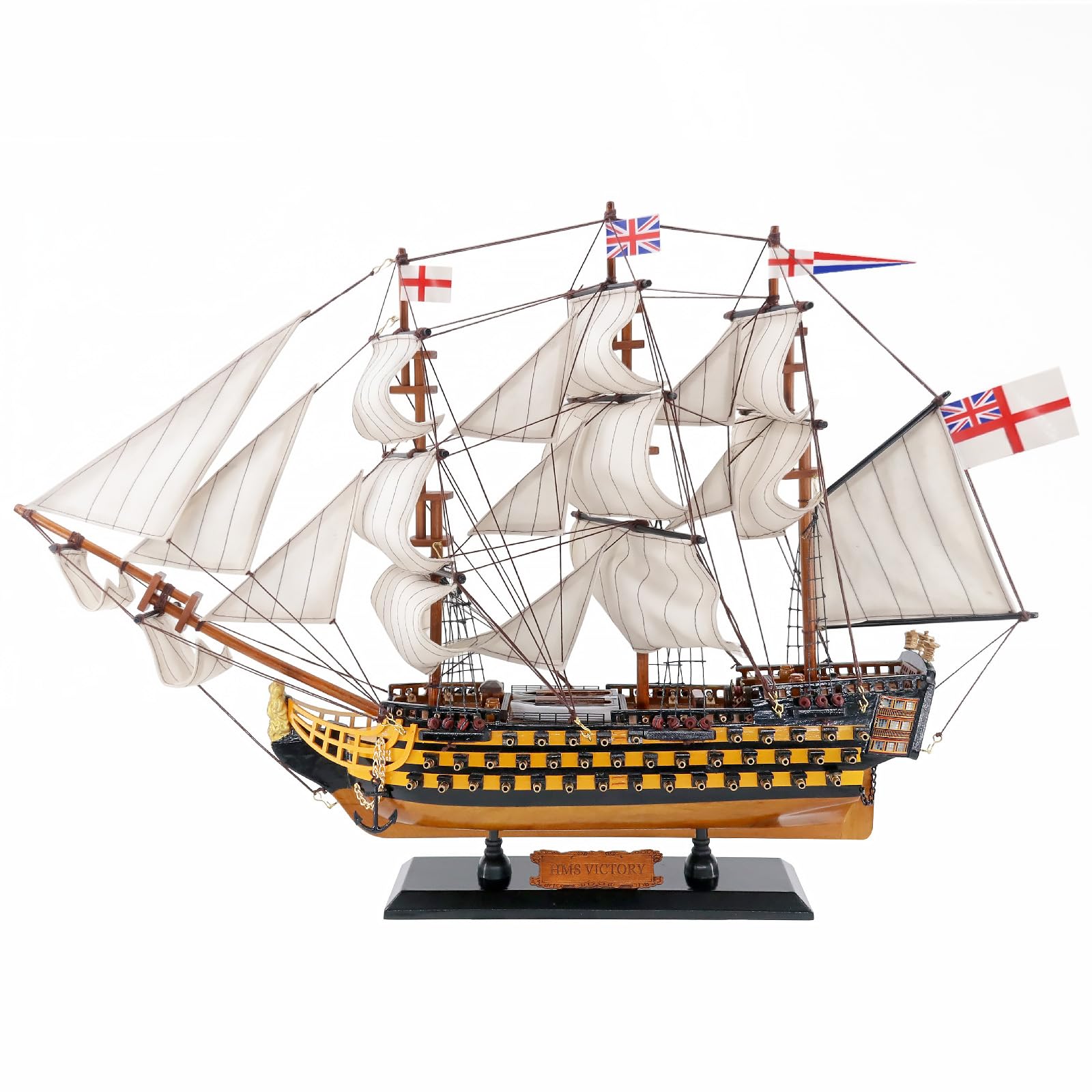 NAUTIMALL HMS Victory Model Ship, réplica de madera hecha a mano de 24 pulgadas con velas de lona, modelo de exhibición naval (V60)