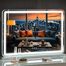 JBLCC Hollywood Vanity Mirror with Lights, Large 31" Makeup Mirror, 10X Magnification, LED Mirror for Desk & Wall Mount, 3-Way Light Mode, for Bedroom, Bathroom, Wall Decor