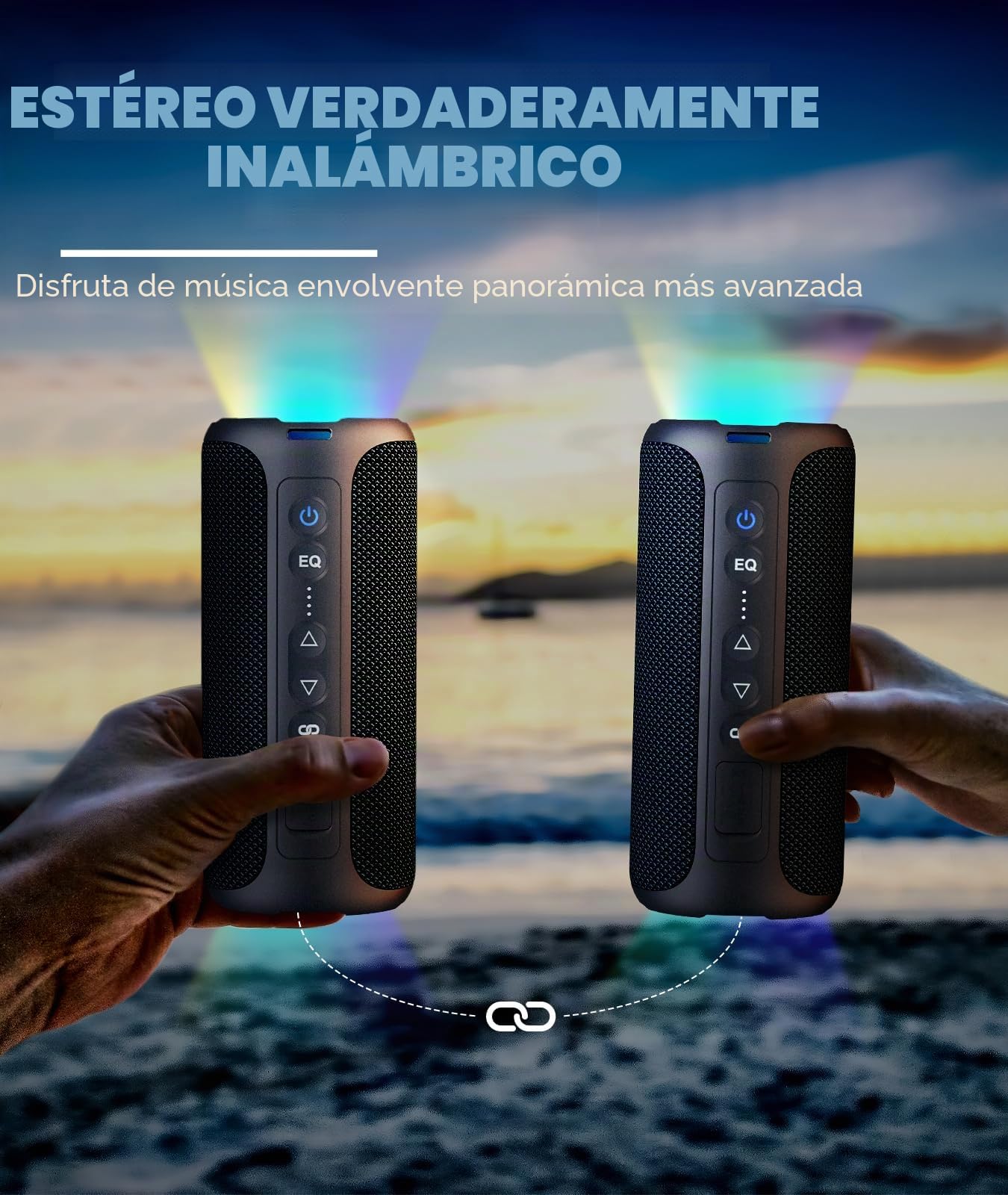 Ortizan 40W Altavoz Bluetooth Potente, 30h De Autonomía, Coluna Bluetooth Portátil, Luces LED, Estéreo, Resistencia al Agua IPX7, Graves Profundos, Compatible con Tarjeta TF y Entrada AUX
