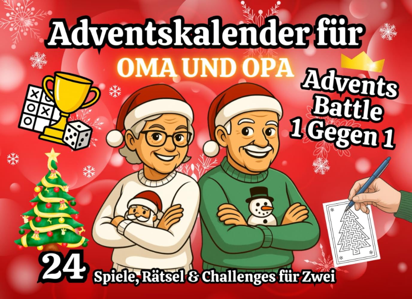 Adventskalender für Oma und Opa: Das große Advents-Battle | 24 lustigen Spielen, Rätseln & Challenges für Zwei | 1-gegen-1-Adventsduell für die ... | Das Duell-Buch | Ideal für Paare & Senioren