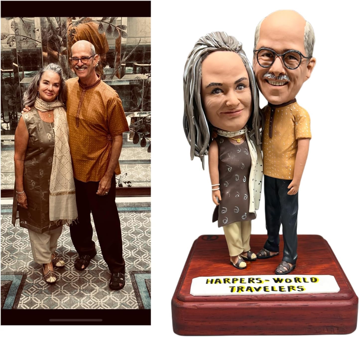 customthing Custom Bobblehead Figurine Bobble Head Bobbleheads Customized Personalized Gift Real Photo Custom Tabletop Ornament for Couple Lovers Friends