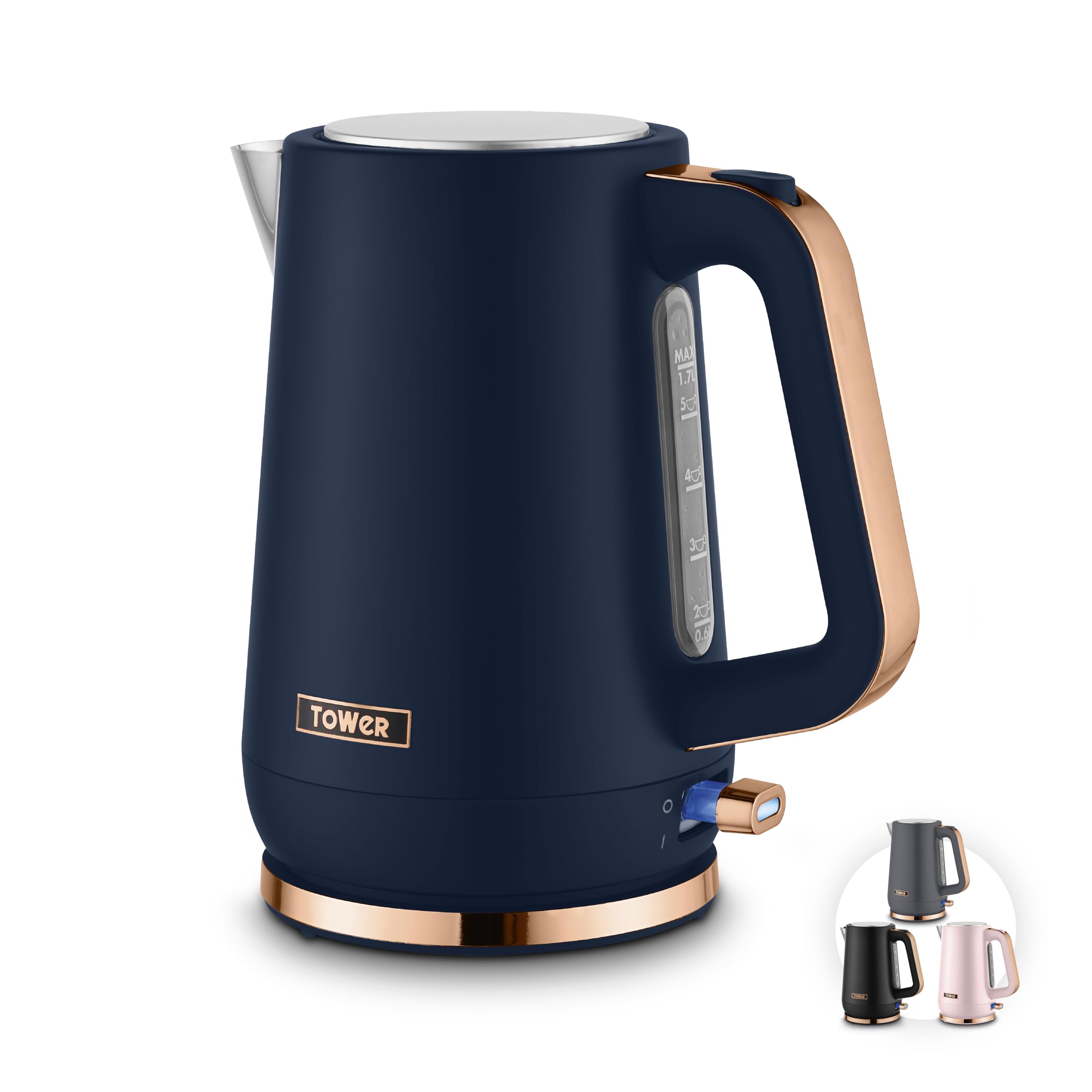 Tower Cavaletto Jug Kettle Midnight Blue & Rose Gold