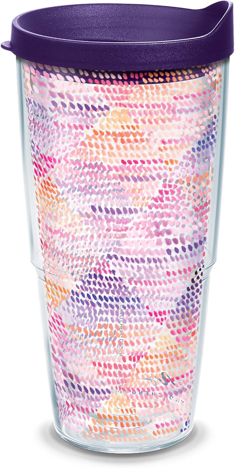 Tervis Yao Cheng - Sunset Dots Made in USA Double Walled Insulated Tumbler Travel Cup Keeps Drinks Cold & Hot, 24oz, Classic