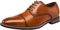 JOUSEN Men's Cap Toe Wingtip Brogue Oxfords - Comfortable Formal Dress Shoes for Business, Weddings & Work