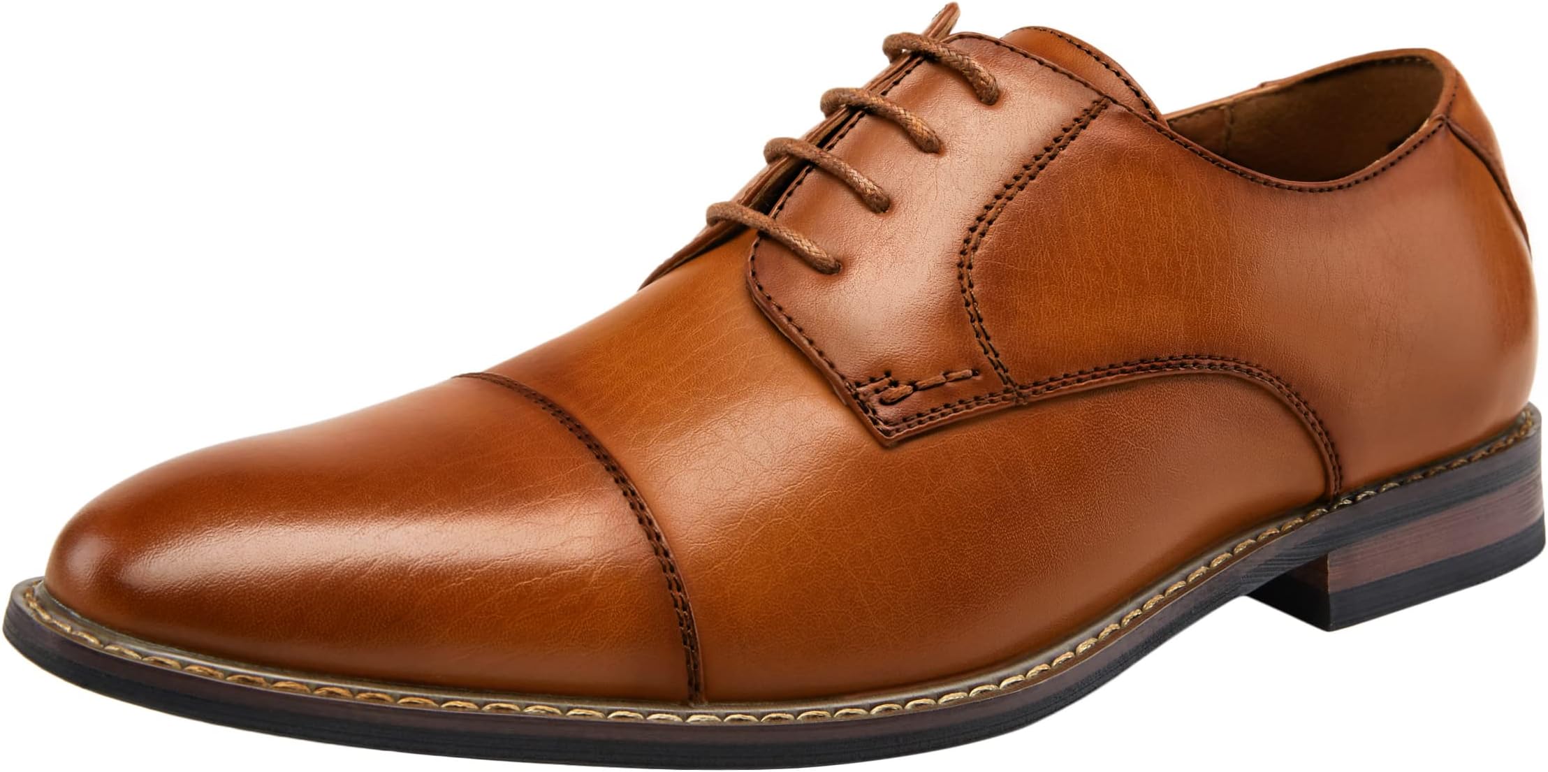 Jousen Men's Dress Cap Toe Shoes Wingtip Brogue Oxfords for Men Business Formal Derby Shoes