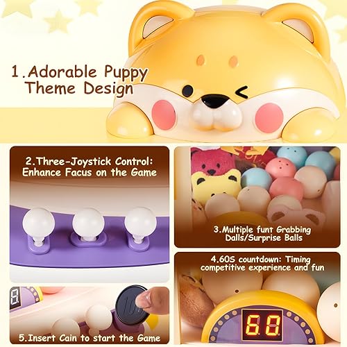 Miniatura 5 de Máquina de garras grande para niños Máquinas expendedoras de arcade, juguete con música, dispensador de premios de caramelo, juego electrónico para