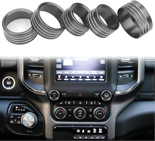 Miniatura 8 de Accesorios para Dodge Ram 2019 2020 2021 Cubierta de perilla de control interior ACvolumenmodoAUTOinterruptor de navegación decoración botón anillo