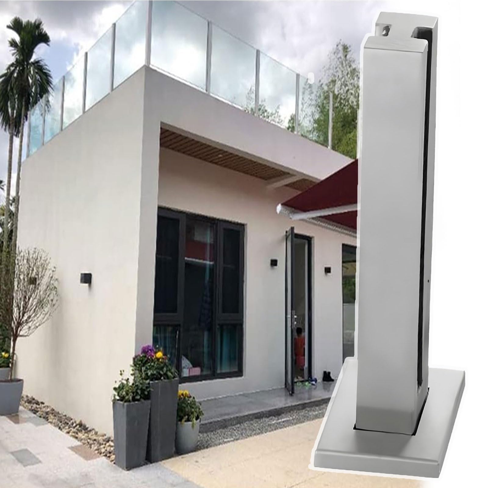 GHHVFEC Stainless Steel Glass Railing Post - 49.2In Stanchion For Indoor/Outdoor Decks Stairs Balconies Pool Balustrades - & Stylish Glass Support,145cm/57.1in