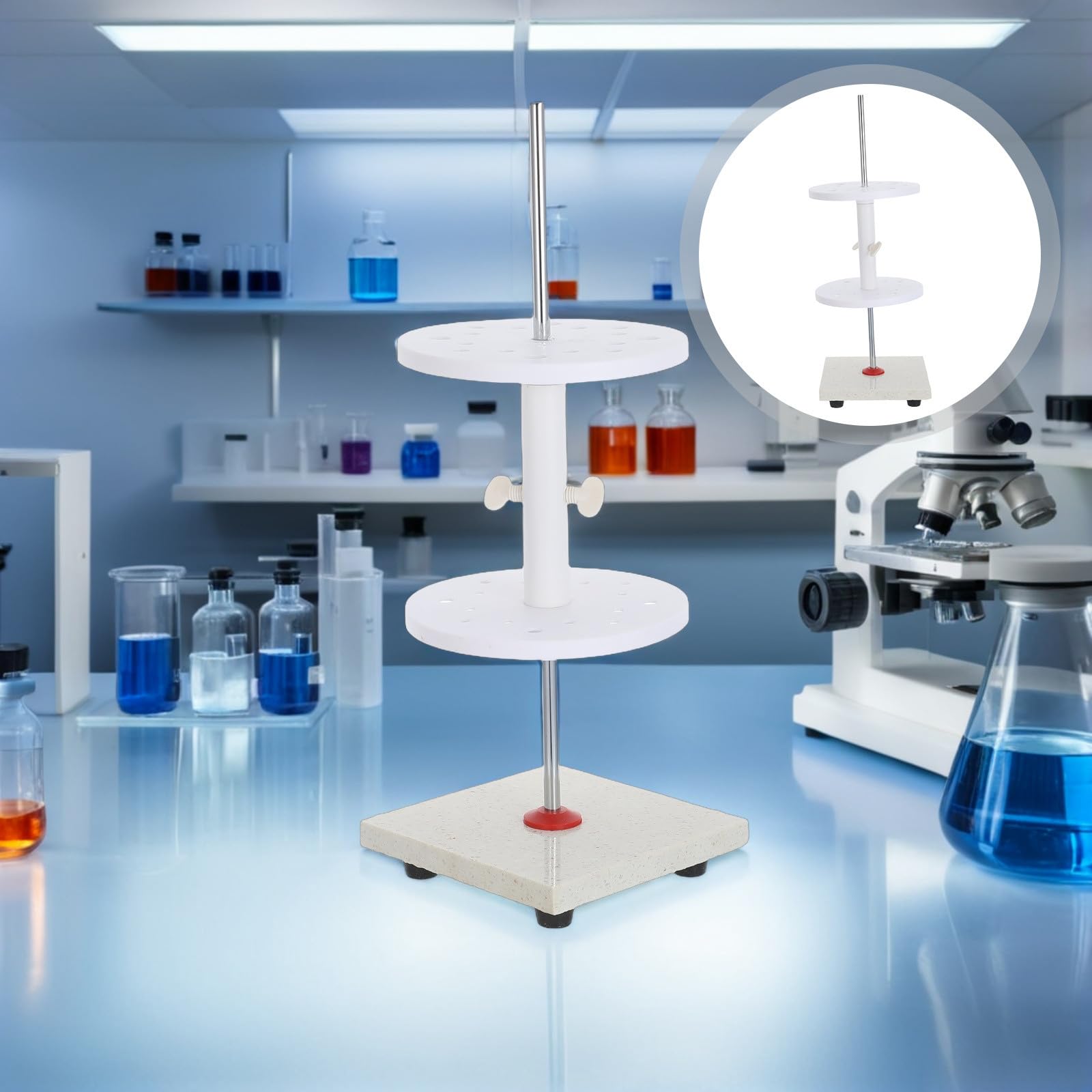ULTECHNOVO Soporte Productos a 16 Pipetas para Orificios Blanco de Mármol Resistente Químicos y para Laboratorio Escolar Pruebas Científicas