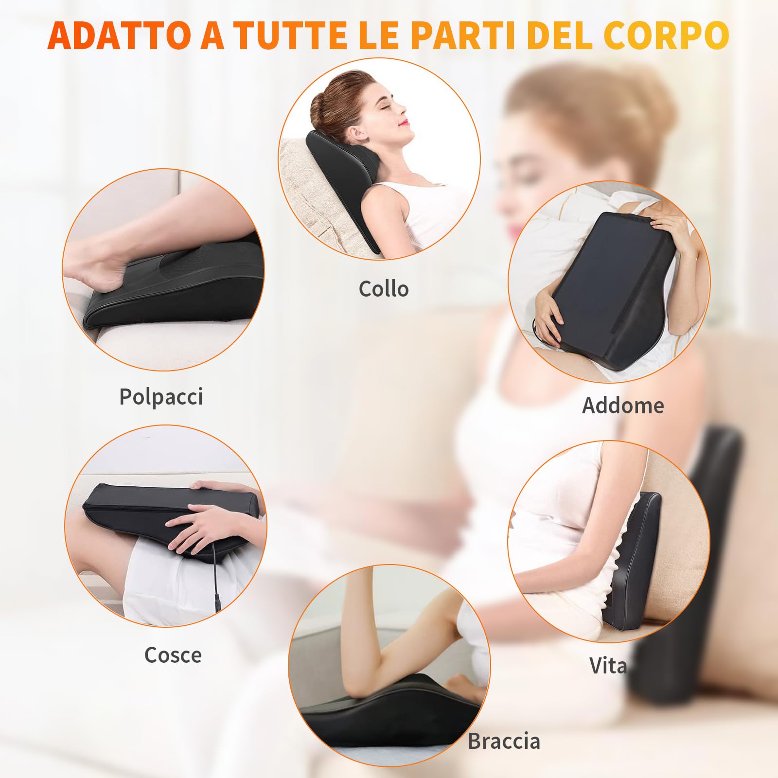 Massaggiatore per collo con calore e vibrazione, massaggiatore per la schiena con 3 livelli di calore e 3 intensità, massaggiatore Shiatsu per ufficio, casa e auto, per sollievo mirato dal