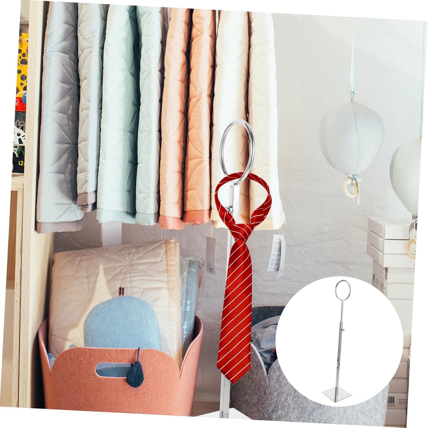 Adjustable Height Scarf Rack Organizer for Scarves Neckties and Accessories Versatile Display Stand for Clothing Stores and Home Use Mirror Finish