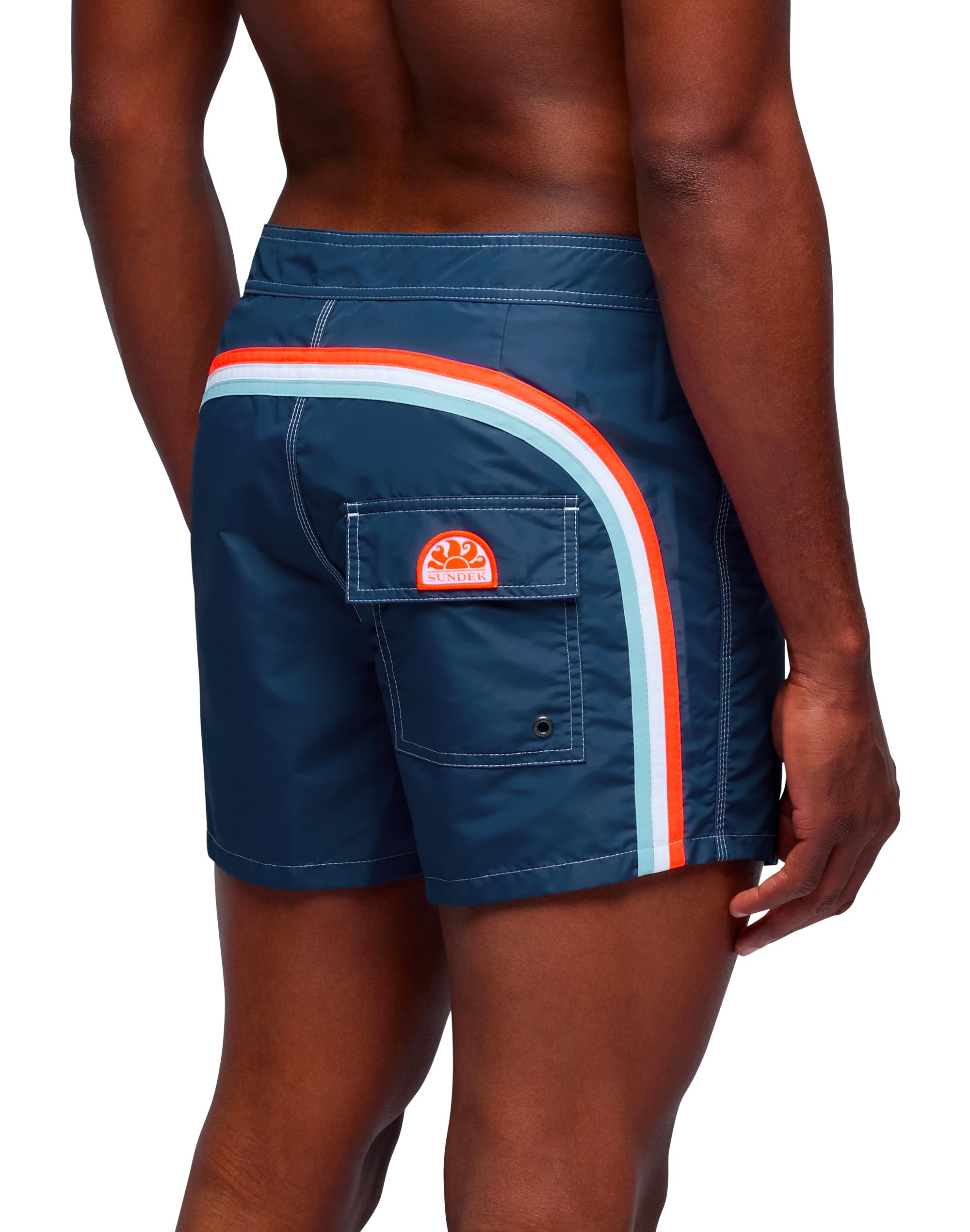 Sundek Men's Blue Iconic Taffeta Fixed Waist Short Swimshorts 34
