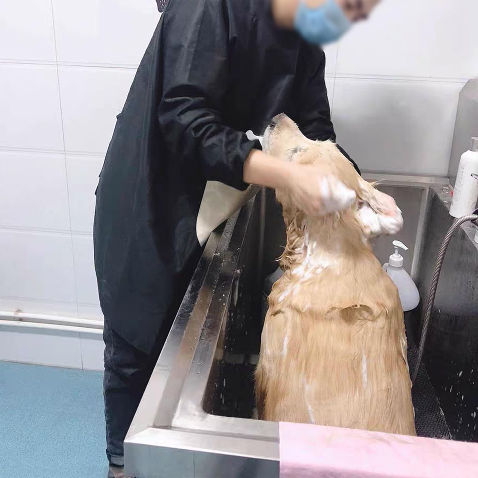 Vasca da bagno per cani, in acciaio inox, per animali domestici grandi e piccoli, con rubinetto, attrezzatura professionale per la toelettatura degli animali domestici