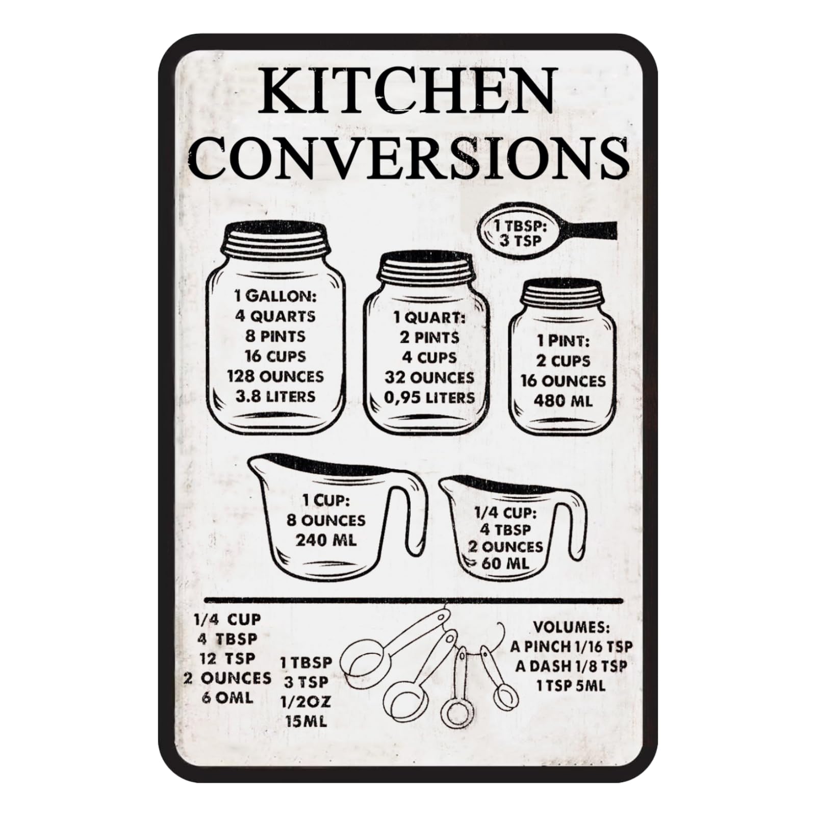 SMAZDFXX Kitchen Wall Decor Funny Kitchen Conversion Chart Metal Tin Sign Rustic Kitchen Conversions Sign Kitchen Conversion Kitchen Wall Art Decorative Farmhouse For Home Decor 5.5"x8"