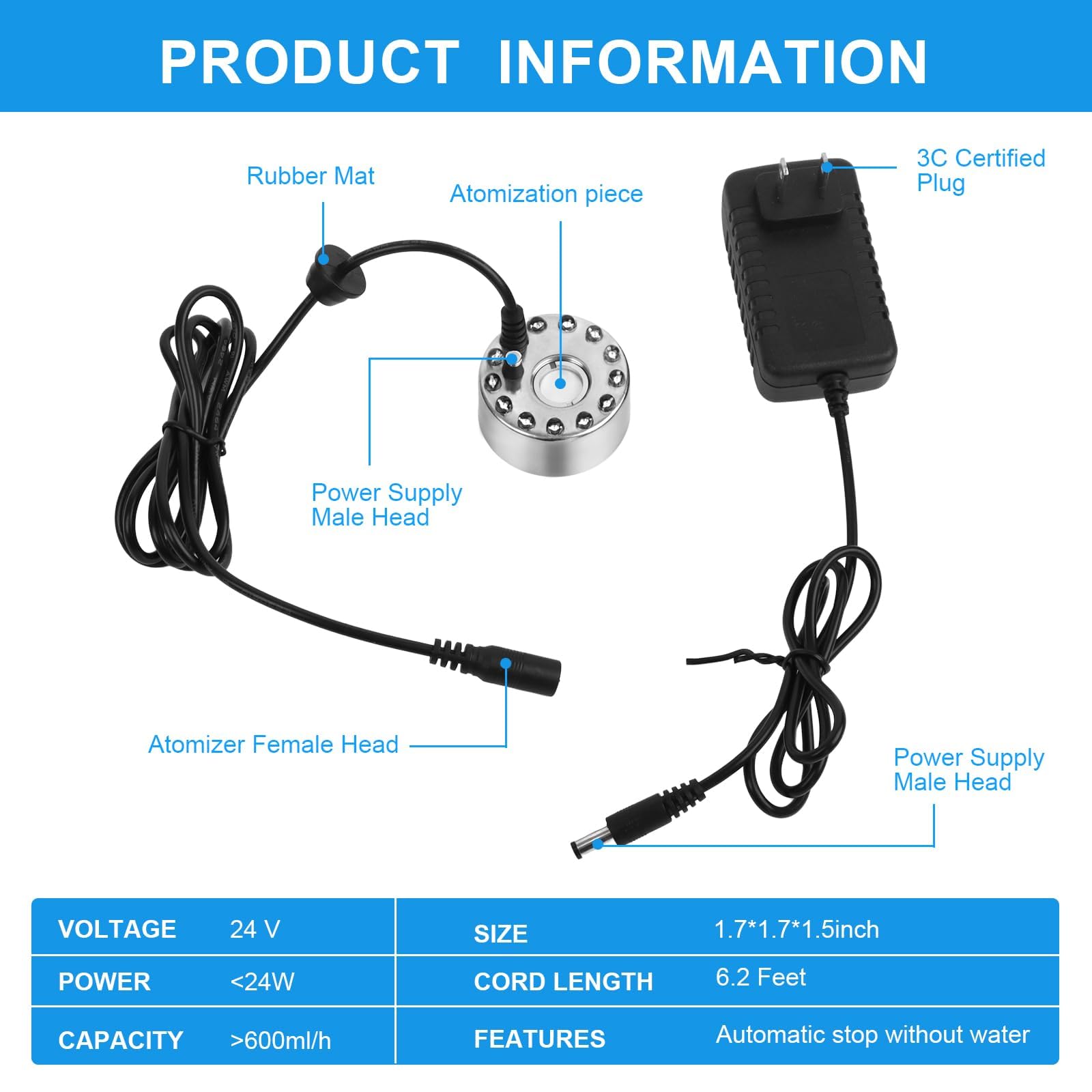 4 Pcs Halloween Mist Maker Ultrasonic Fogger Water Fountain Pond Fog Machine with 12 LED Light Color Change Indoor Fountain for Home Room Office Outdoor Holiday