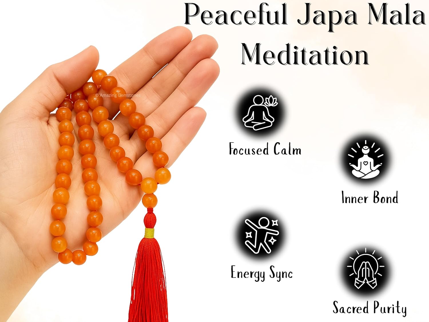 Amazing Gemstone Japa Mala 108 Prayer Beads Necklace and Wrist Mala Bracelet for Meditation