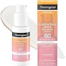 Neutrogena Invisible Daily Defense Face Serum with Broad Spectrum SPF 60+ to Help Even Skin Tone Oil-Free Non-Greasy Antioxidant Complex for Environmental Aggressors 1.7 fl. oz