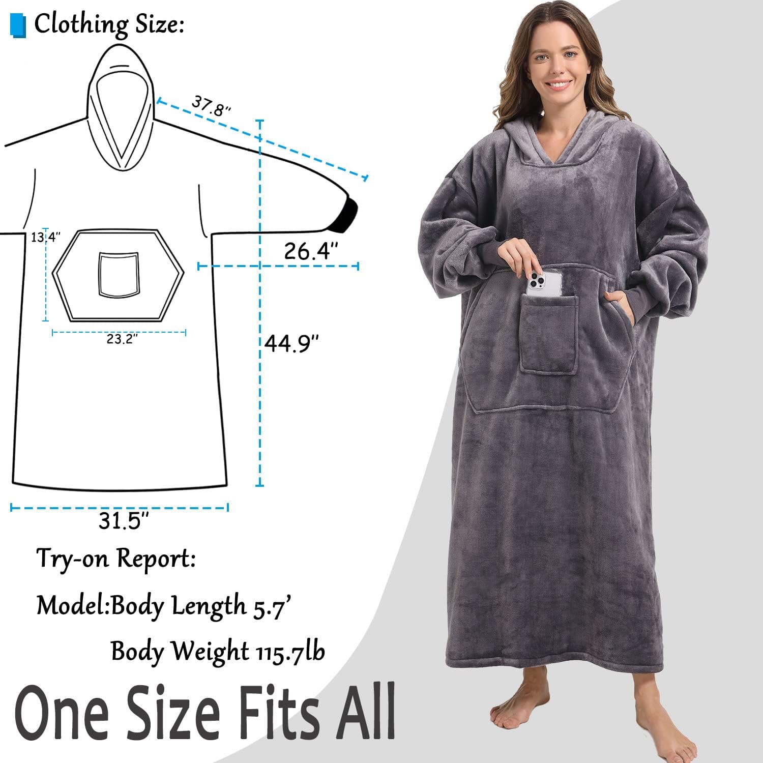 Oversized Wearable Blanket Hoodie, Soft Sherpa Fleece Hoodie for Women Men and Adults, Stay Warm and Cozy. - Image 3