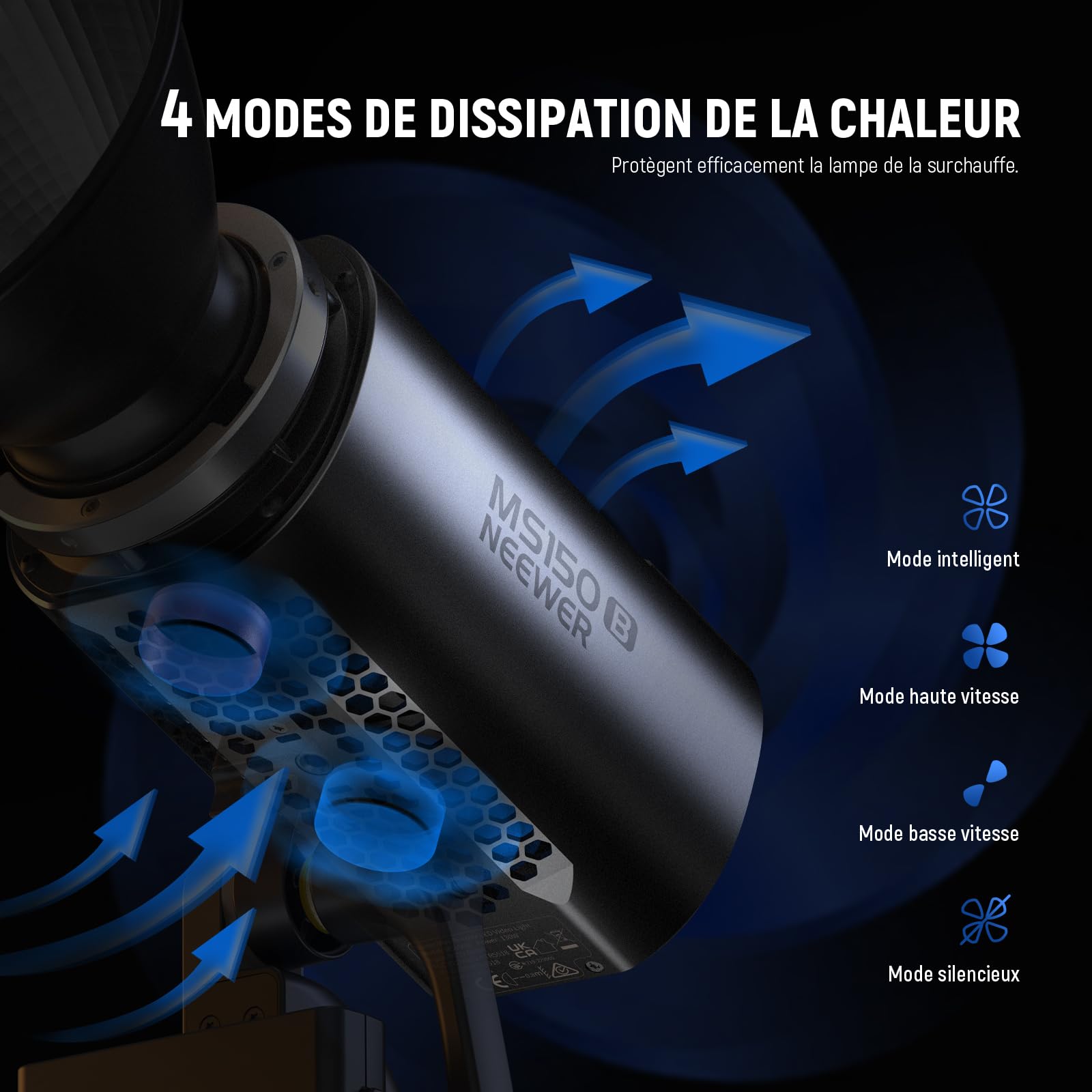 NEEWER MS150B 130W COB Video Light avec 2.4G/Application Contrôle à Distance, Bicolore Éclairage Continue LED, Monture Bowens Lumière Photo Studio