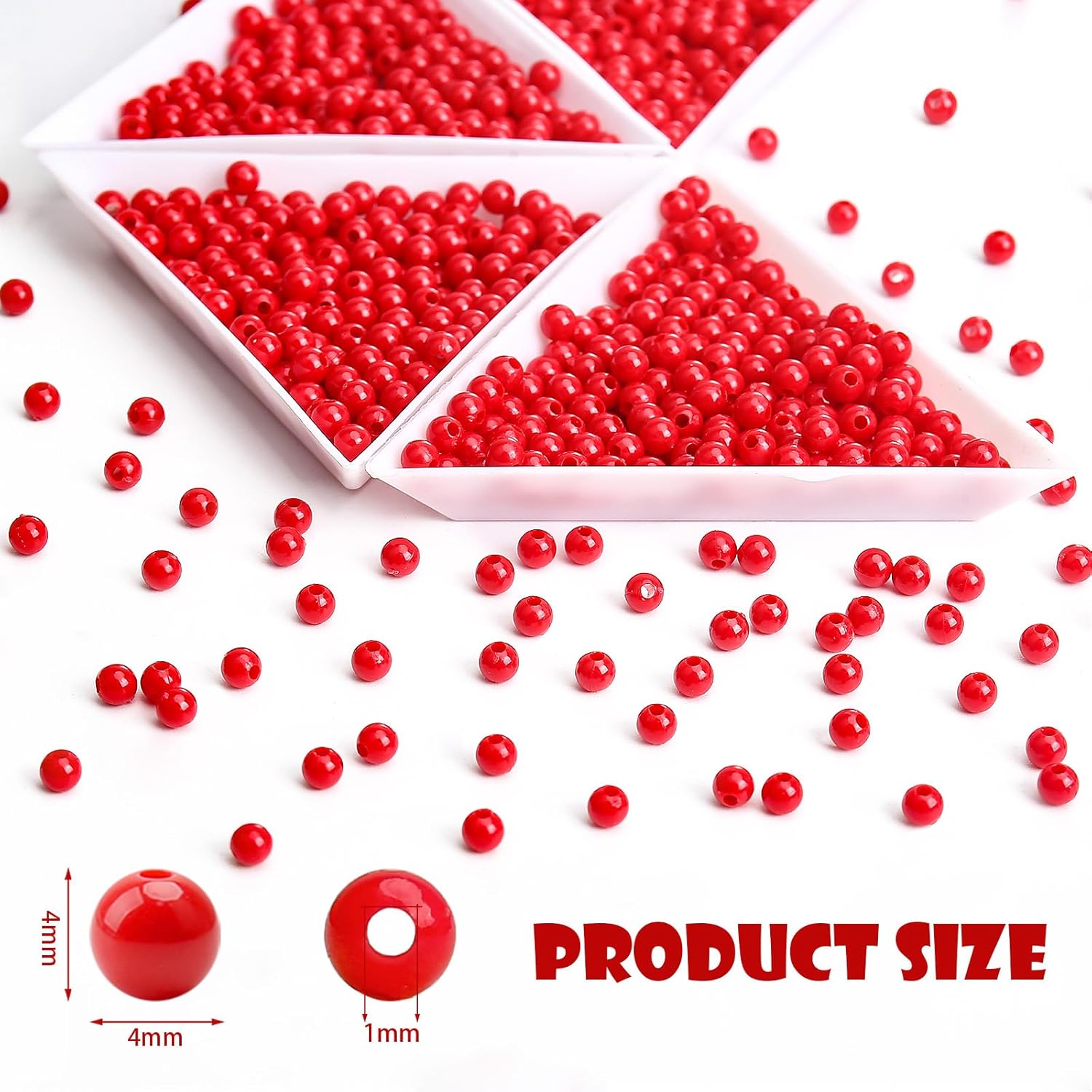 BONNY BOXX 2000PCs 4MM Smooth Red Acrylic Round Beads, Plastic Resin Bubblegum Balls Chunky Gumball Beads for Necklace and Bracelet Making, Crafting Supplies - Image 3