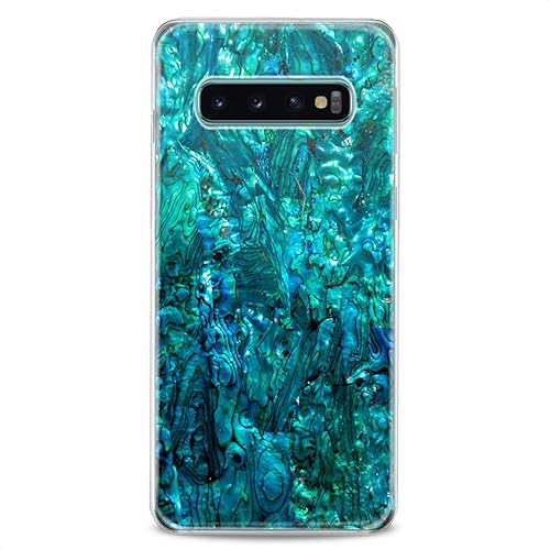Miniatura 5 de Cavka Funda compatible con Samsung S23 S22 Plus S21 FE Ultra S20+ S10 Note 20 5G S10e S9 Concha de abulón transparente linda piedra hermosa azul