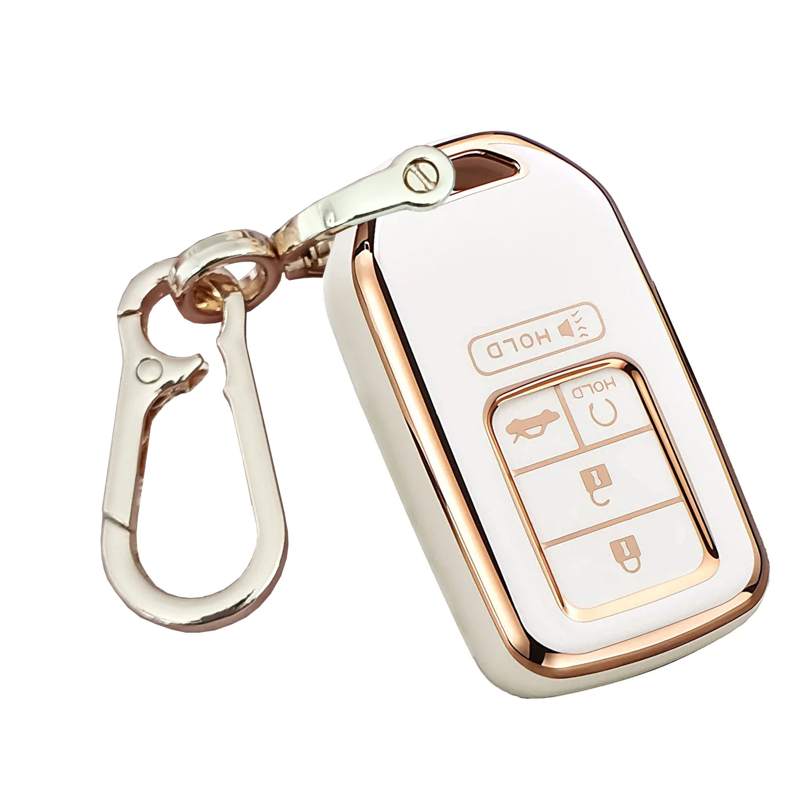 QIXIUBIA Honda Key Fob Cover - 5-Button Smart Key Shell With Keychain For Accord, Civic, CR-V, Pilot (2013-2022)