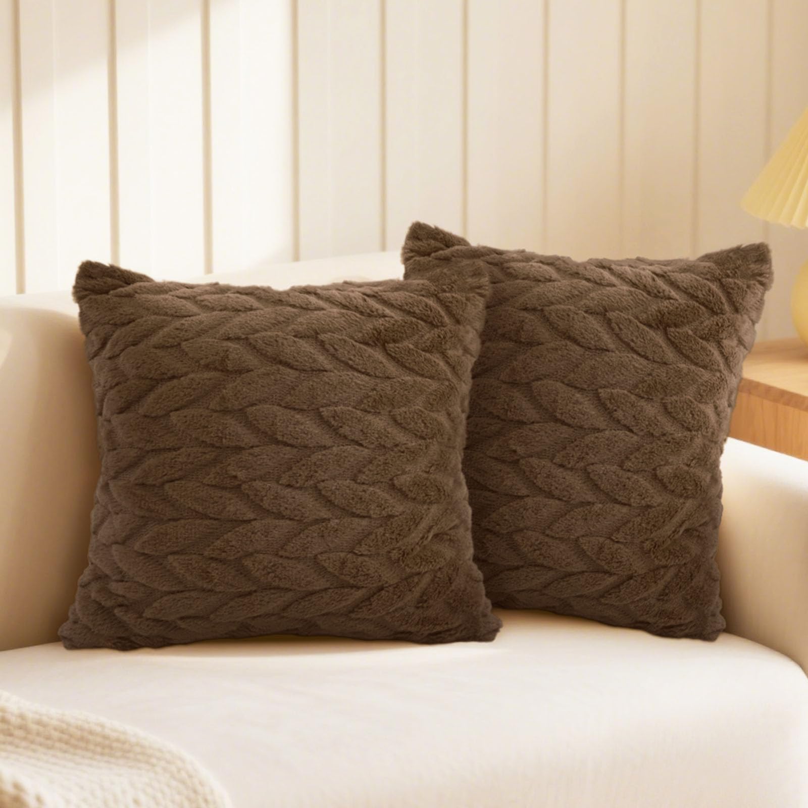 Housse de coussin en velours doux 45,7x45,7 cm au fini premium et élégant