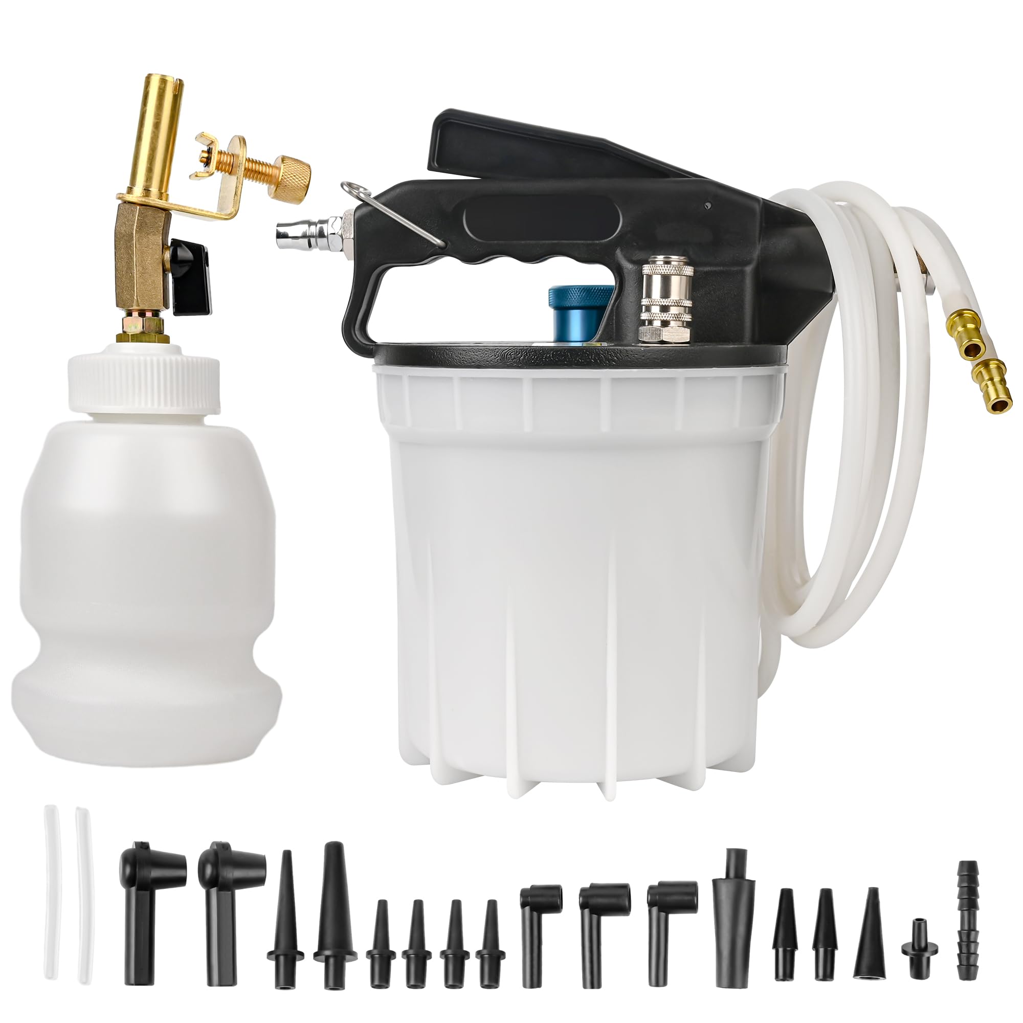 Kit de purgador de frenos al vacío de 2 litros con extractor de líquido de frenos de 2 L y botella de recarga de 1 L, juego de herramientas neumáticas para coche, coche, camión, EE. UU