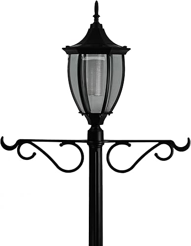 Miniatura 4 de Sun-Ray Lámpara solar de poste de 52 pulgadas para exteriores, de una sola cabeza, para patio, entrada, césped o jardín, 80 lúmenes, diseño Vittoria