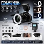 HD-130 Macro LED Anneau Flash Light avec LCD Contrôle de l'alimentation d'affichage 3000-15000K GN15 3 Diffuseurs 8 Anneaux d'adaptateur pour appareils photo