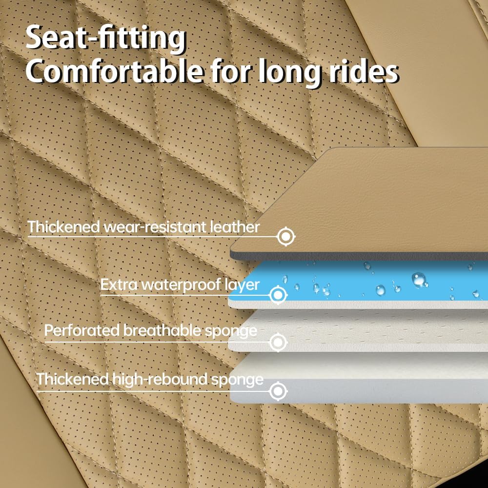 1P Front Bottom Car seat Cover Non-Slip Full-Wrap Protection Wear-Resistant Leather, Stain Water Resistant, Odorless Matches The Original Vehicle Style Sedan SUV Truck Fits 90% of Vehicles