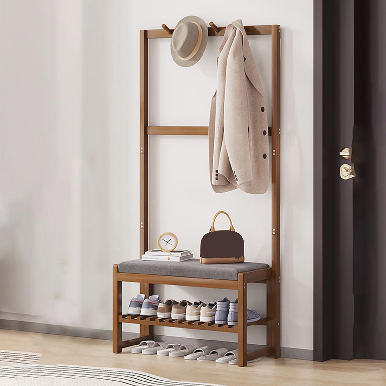 Portemanteau d'entrée en bambou : gagnez de la place et rangez vos chaussures en un clin d'œil