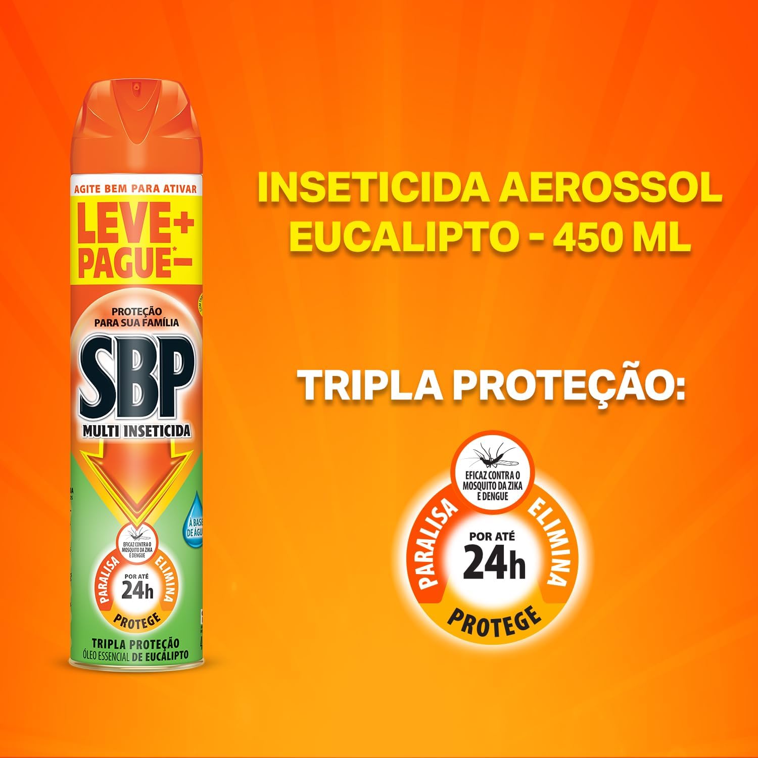 SBP Inseticida Aerossol Com Óleo De Eucalipto 450 Ml
