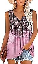 MODARANI Casual Summer Shirts for Women Flowy Tunic Tops Fit and Flare Floral Blouses