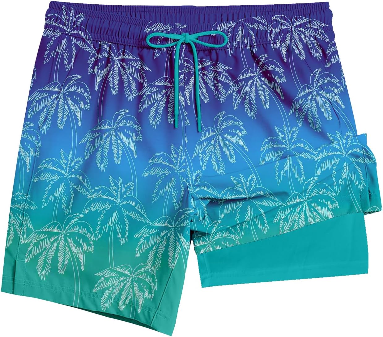 Mens Swim Trunks with Compression Liner 6 Inch Swimming Shorts Stretch Beach Shorts Quick Dry Swim Short